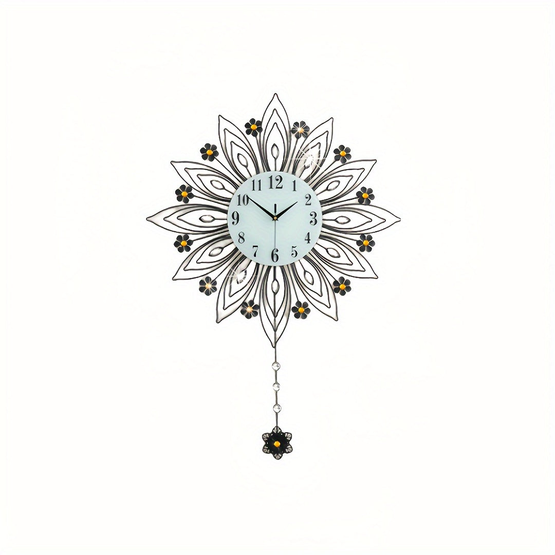 Elegant Floral Wall Clock with Luxurious Gold Accents | Luvikno
