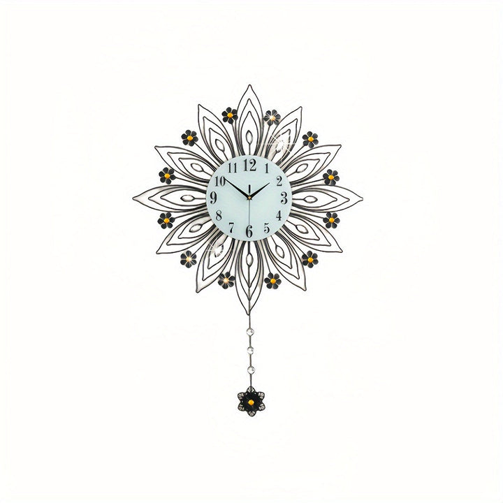 Elegant Floral Wall Clock with Luxurious Gold Accents | Luvikno