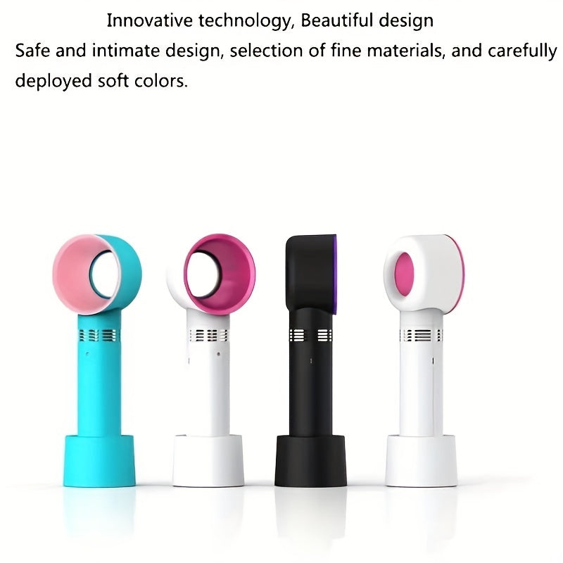 1pc USB Oppladbar Bladeless Håndholdt Vifte - Bærbar Mini Skrivebordsvifte med 3 Hastigheter for Reise, Camping, Kontor og Rombruk | Luvikno