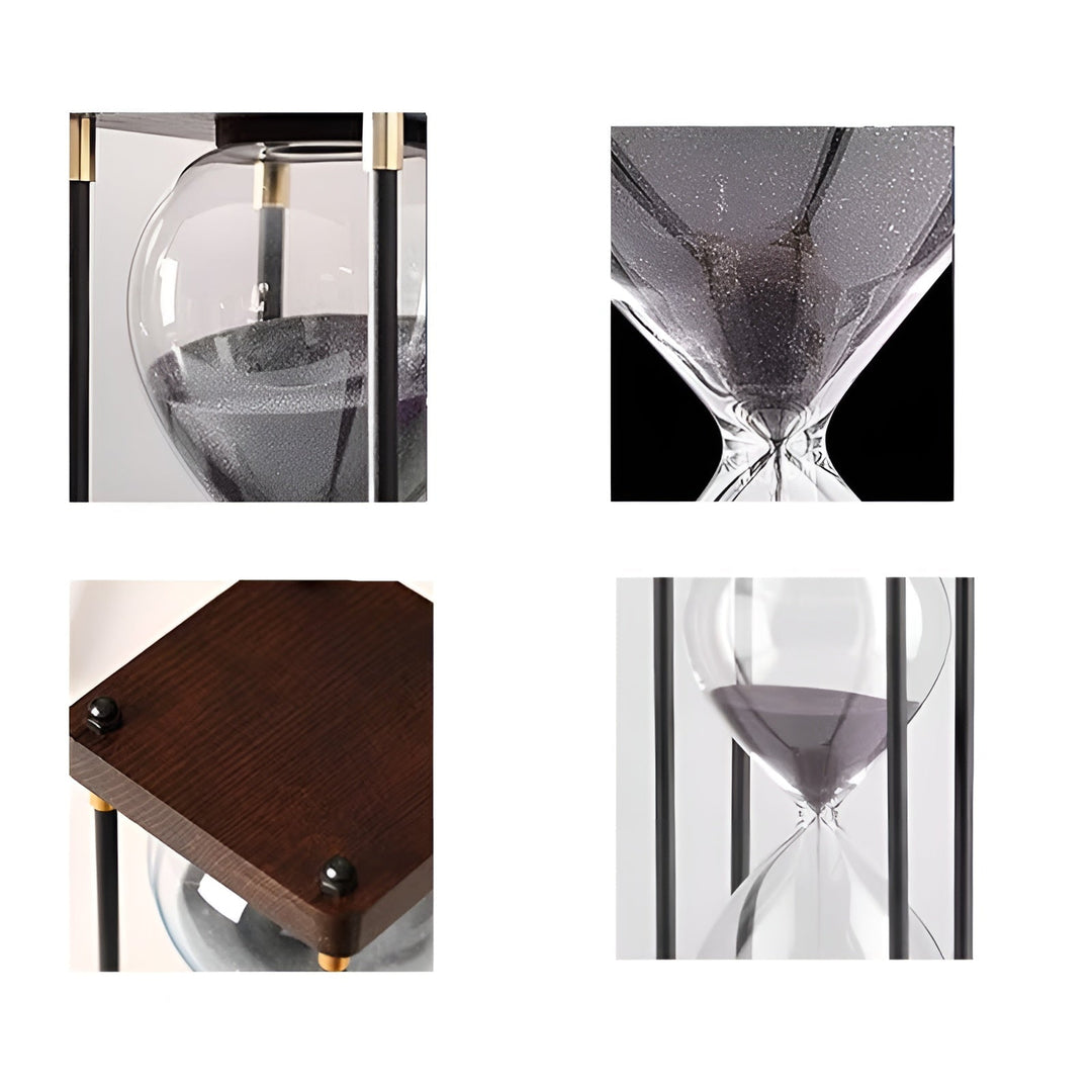 Gratis 60-minutters timeglass – Kreativ Dekorativ Retro Design i Svart | Metallramme med Ripebestandig Bunn | Luvikno