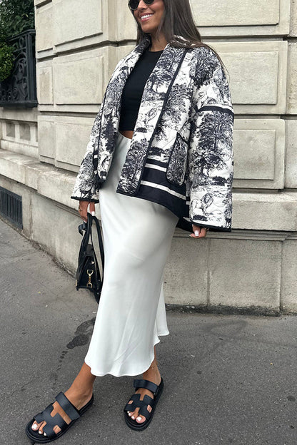 Luvik | Songs Posliinitiiviste Painettu Kassi Pehmustettu Puuvilla Kimono Takki