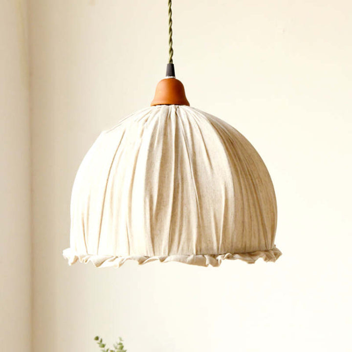 EcoLume - Minimalistisk skandinavisk LED Pendellampe Beige Tørkle, Justerbar for Stue og Spisestue | Luvikno