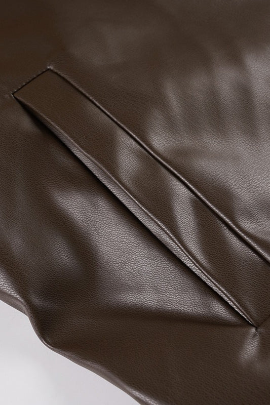 Luvik | Kaulustakki nahka vaaleanharmaa