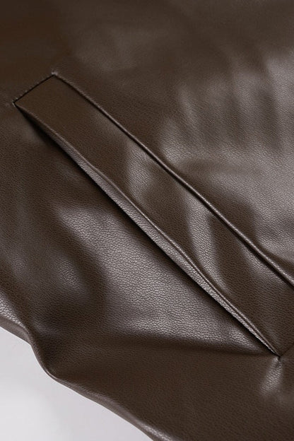 Luvik | Kaulustakki nahka vaaleanharmaa