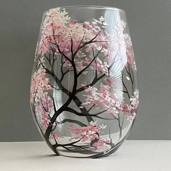 Luvikno | Four Seasons Tree Vin Glass - Håndmalt Kunst