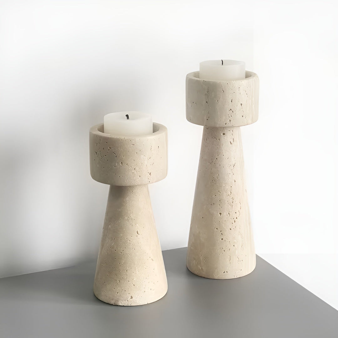 Marmor lysestake laget av naturstein – Elegant & Dekorativ | Polert for bord, bryllup og stue | Luvikno