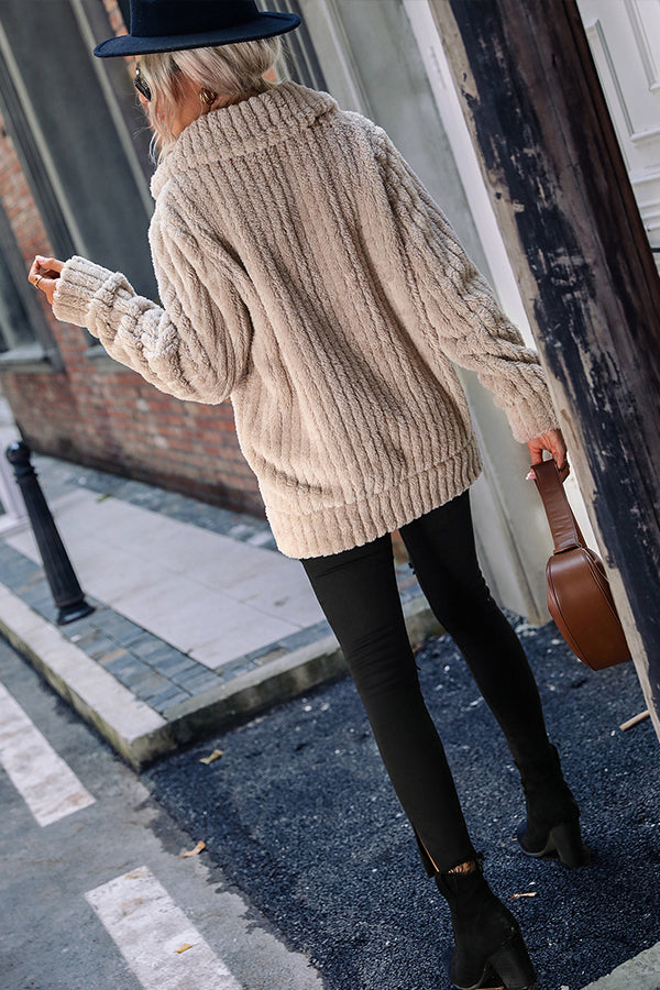 Luvik | Kaulus Vetoketju Pitkähiha Yksivärinen Keskipitkä Käännettävä Lämpöpäällys