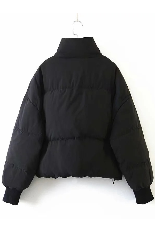 Luvik | Kauluksessa Vetoketju Tasku Paksu Lämmin Puuvillatakki