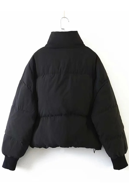 Luvik | Kauluksessa Vetoketju Tasku Paksu Lämmin Puuvillatakki