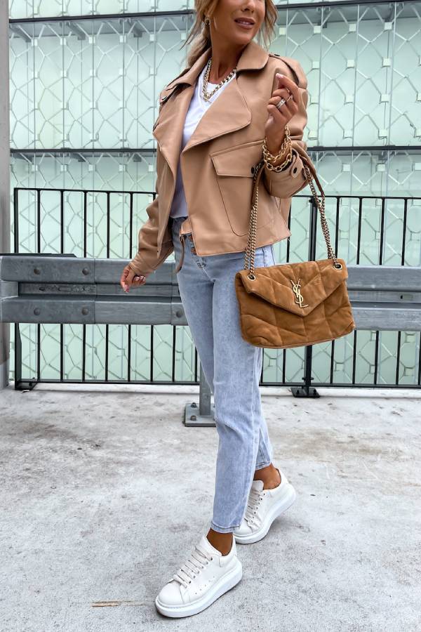 Luvik | Nahkareversi Taskut Brittiläinen Tyyli Lyhyt Takki