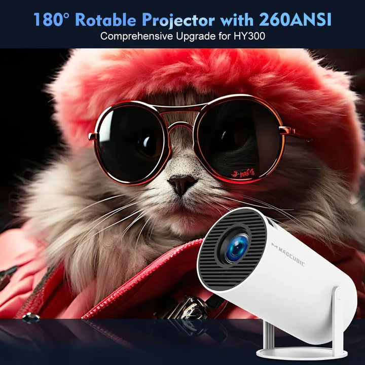Luvikno | Magcubic HY300 4K Mini Projektor – Android 11, Dobbelt WiFi 6, 260 ANSI, Trådløs 5.0