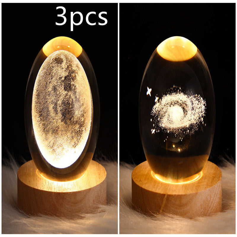 3D Galaxy Crystal Ball LED Nattlys | Luvikno