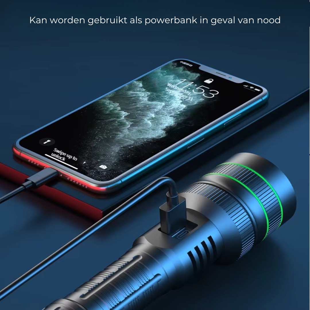 PowerBeam - Kraftig LED Lommelykt med Zoomfunksjon Luvikno