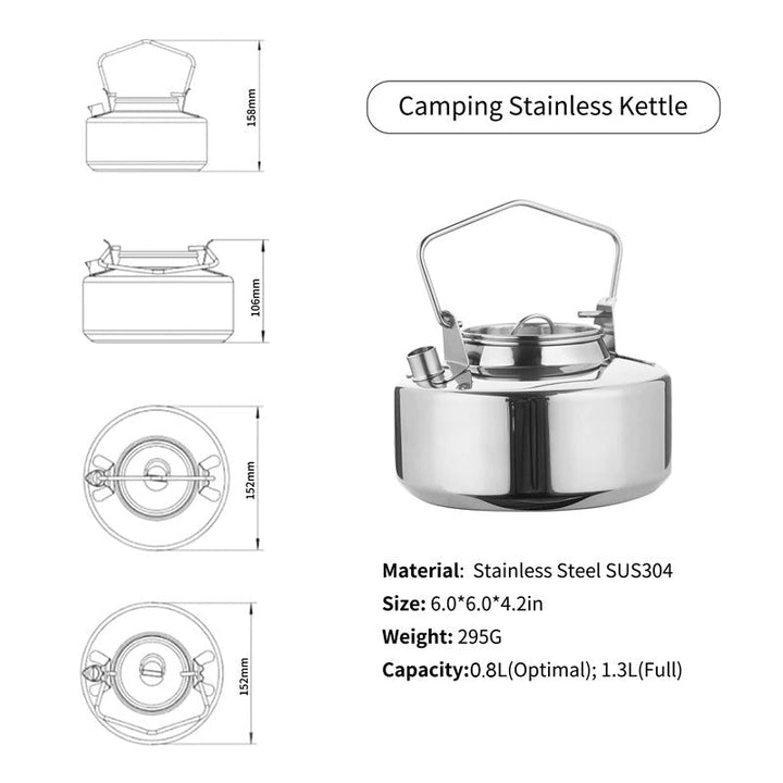 45.6oz Antarcti Rustfritt Stål Ryggsekk Camping Kjele Bushcraft Utstyr | Luvikno
