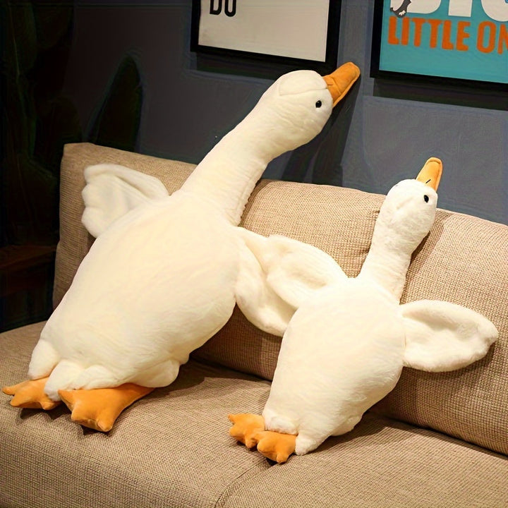 Soft White Duck Plush Toy - Large Swan/Gander Toy, Fluffy Floor Mat for Nursery and Home Decor | Luvikno