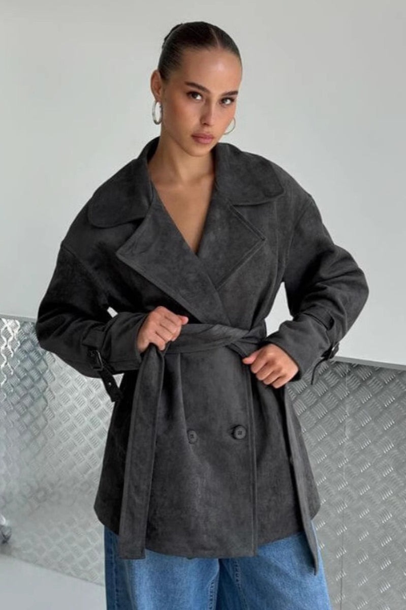 Luvik | Nubukkikaulus Vyötärötakki