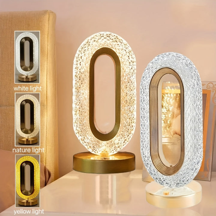 LuxeGlow – Elegant Oval Crystal Table Lamp Luvikno