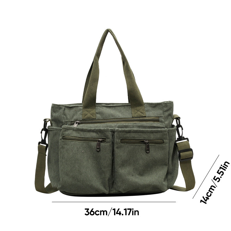 Ensfarget kordfløyels totebag | Luvikno