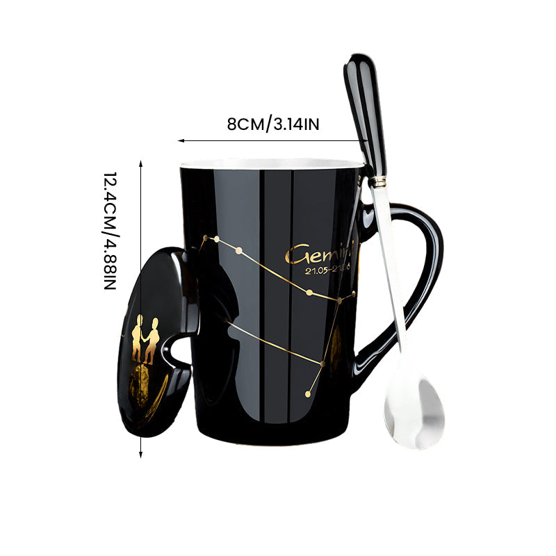 12 Stjernetegn Svart Keramisk Krus med Lokkskje | Luvikno