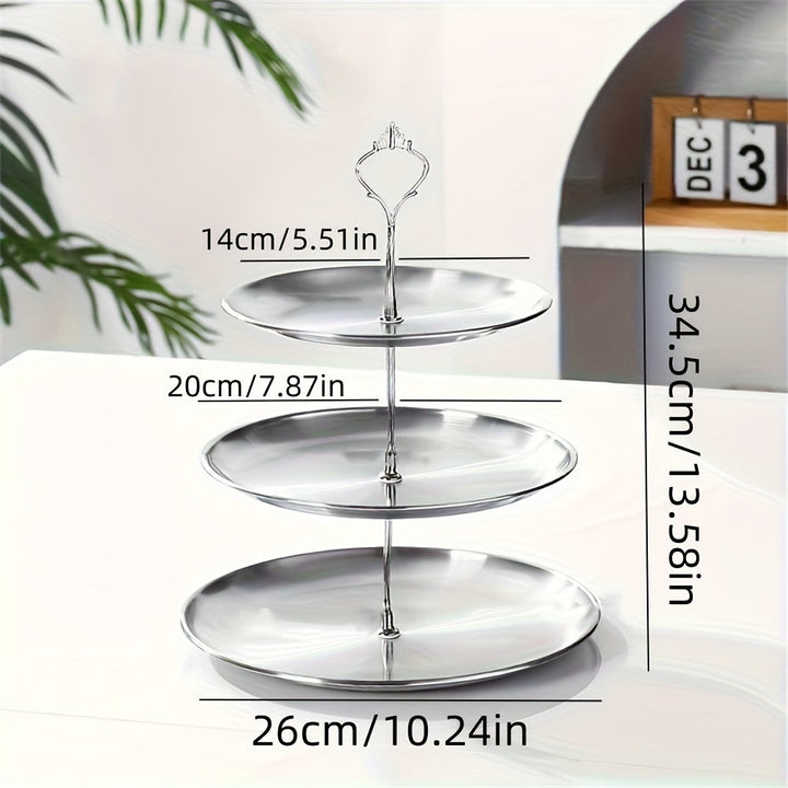 SteelTower - Elegant Triple Serving Plate for Parties Luvikno