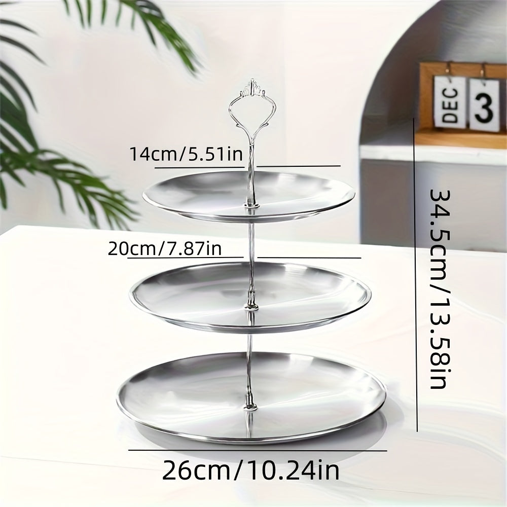 SteelTower - Elegant Triple Serving Plate for Parties Luvikno