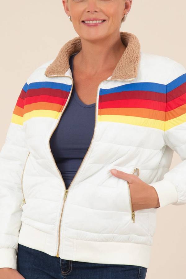 Luvik | Regnbuer Retro Striper Isolert Jakke