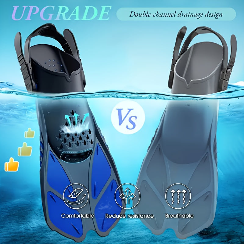 Luvikno | Snorkel finner SeaVana Glide | Justerbare & Korte | Åpen Hæl | For Reise & Fritid | Unisex