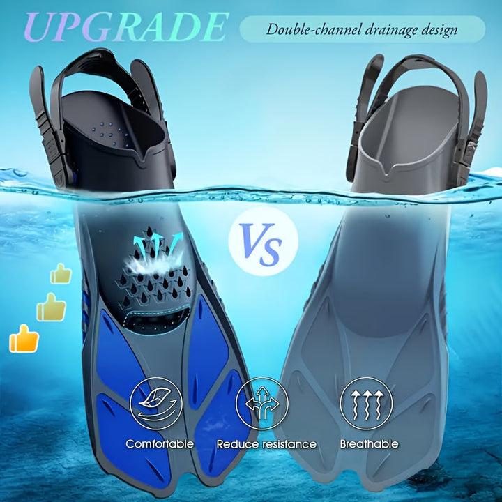 Luvikno | Snorkel finner SeaVana Glide | Justerbare & Korte | Åpen Hæl | For Reise & Fritid | Unisex