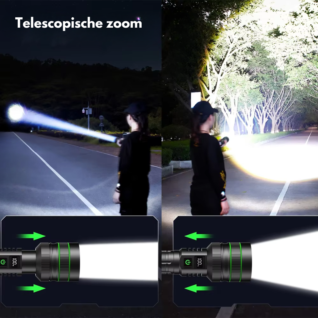 PowerBeam - Kraftig LED Lommelykt med Zoomfunksjon Luvikno