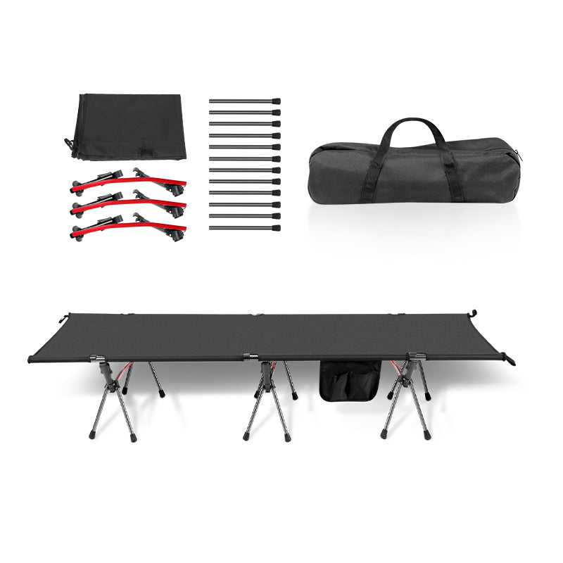 Folding Bed Black Camping Bed Høydejusterbar | Luvikno