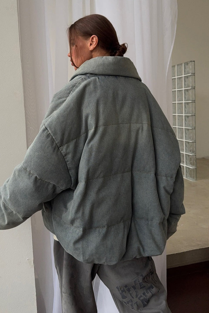 Luvik | Denim Ståkrage Puffer Jakke