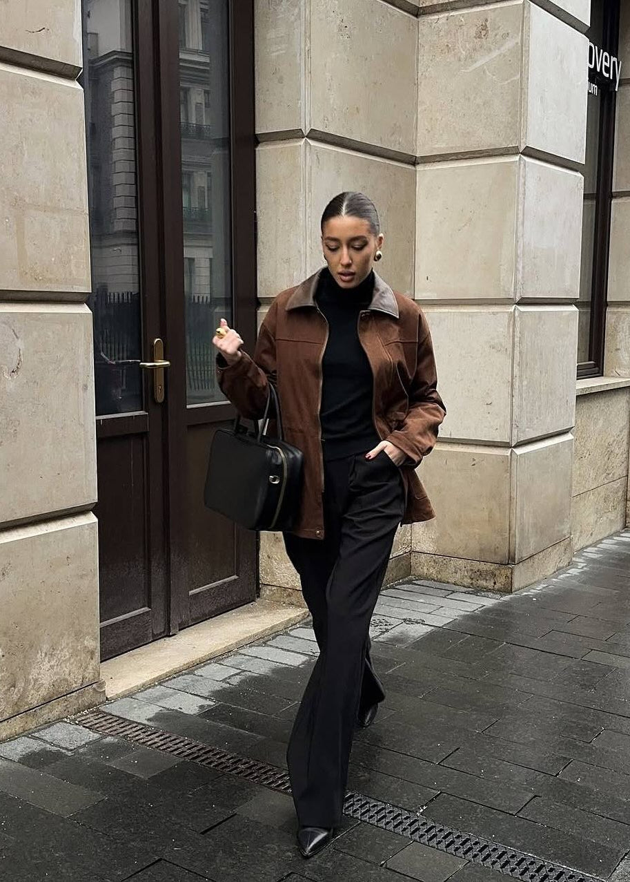 Luvik | Edge - Ylisuuri mokkatakki kontrastikauluksella