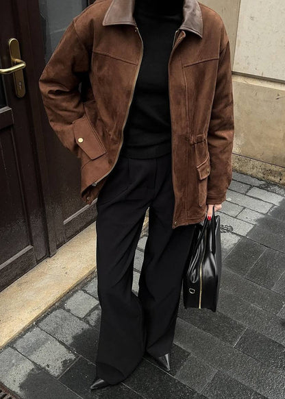 Luvik | Edge - Ylisuuri mokkatakki kontrastikauluksella