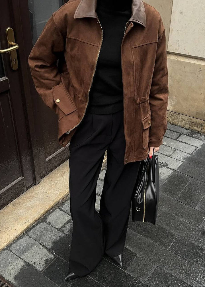 Luvik | Edge - Oversized mokkatakki med kontrastkrage