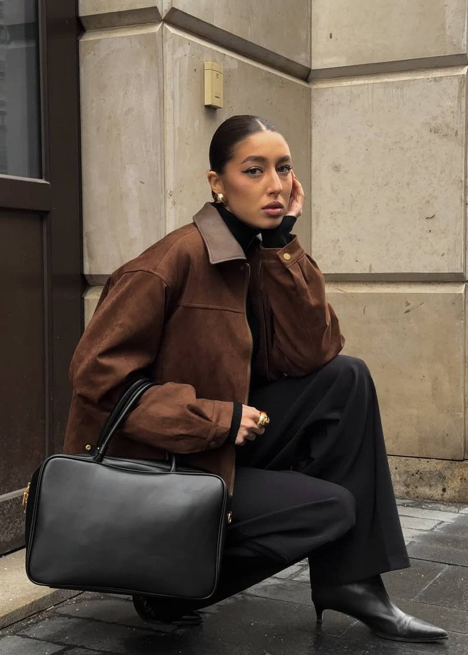 Luvik | Edge - Ylisuuri mokkatakki kontrastikauluksella