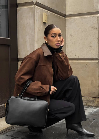 Luvik | Edge - Ylisuuri mokkatakki kontrastikauluksella