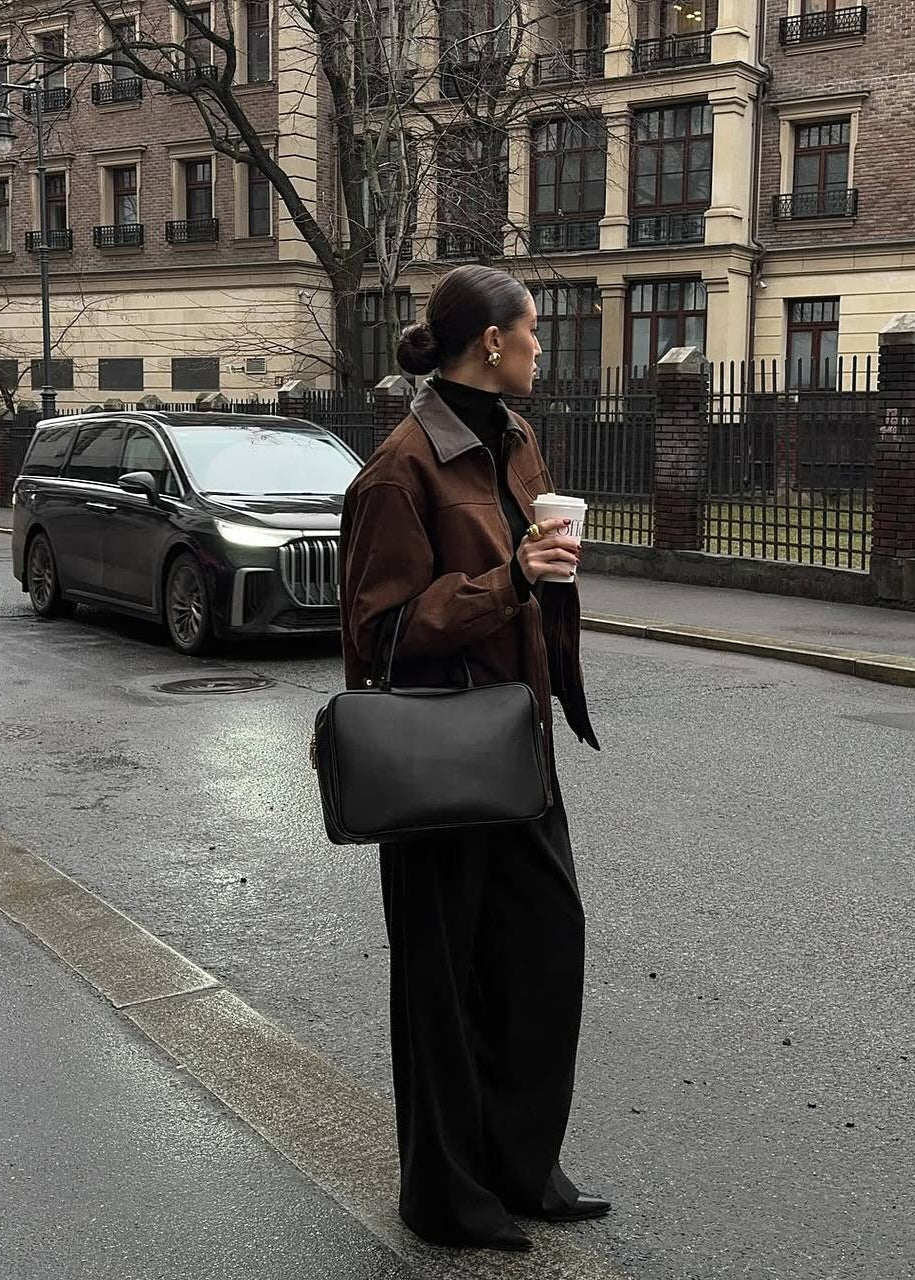 Luvik | Edge - Ylisuuri mokkatakki kontrastikauluksella