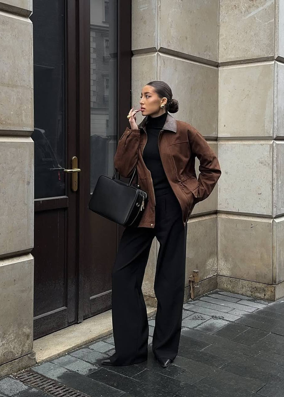 Luvik | Edge - Ylisuuri mokkatakki kontrastikauluksella