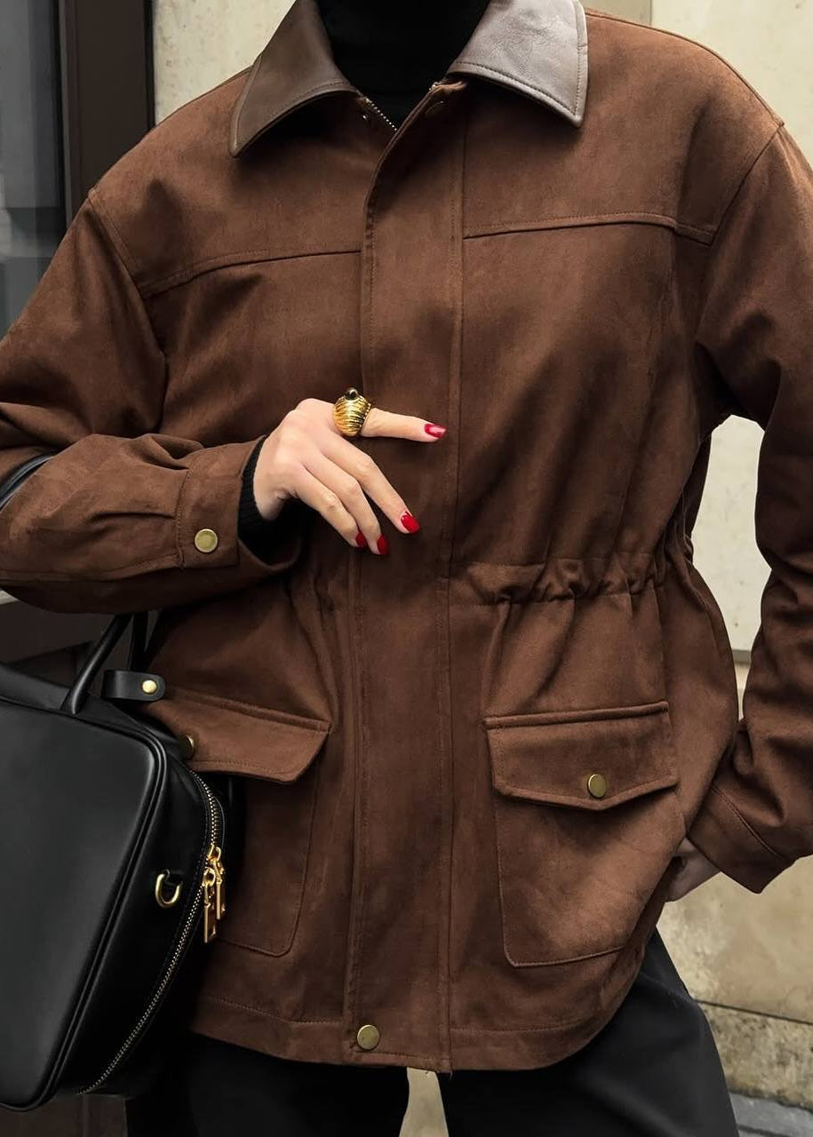 Luvik | Edge - Ylisuuri mokkatakki kontrastikauluksella