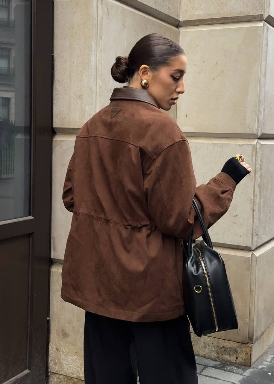 Luvik | Edge - Ylisuuri mokkatakki kontrastikauluksella