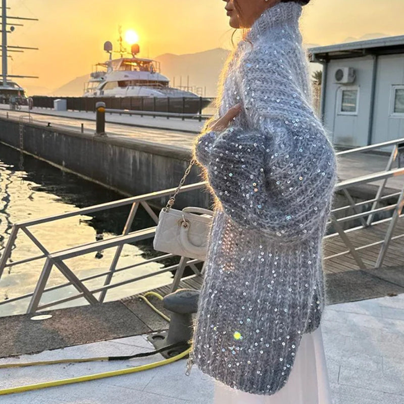 Luvik | Jerseyvest med knapper - Glansfull eleganse & Lett stoff - Ensfarget strikkajakke til hverdagen & spesielle anledninger