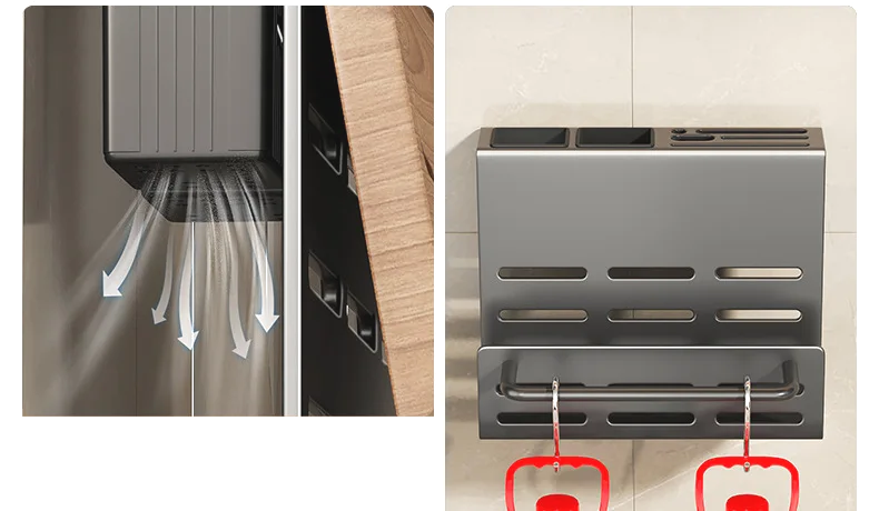 ChefSpace Vegghengt Knivholder med Skjærebrettoppbevaring – Rustfritt Stål Luvikno