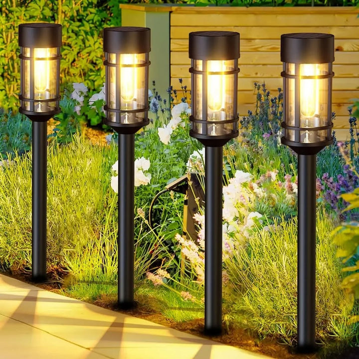 Luvikno | Solhage Veibelys | Automatisk Dusk Sensor | IP65 Vanntett | Varm Hvit LED | 12t Driftstid | Sett med 2