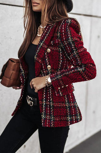 Luvik | Dobbel-rute Apen Front Rutete Blazer-jakke
