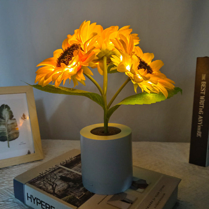 Luvikno | LED Solsikke Bordlampe - Dekorativ Belysningsinnretning for Hjemmedekorasjon & Nattbordbruk