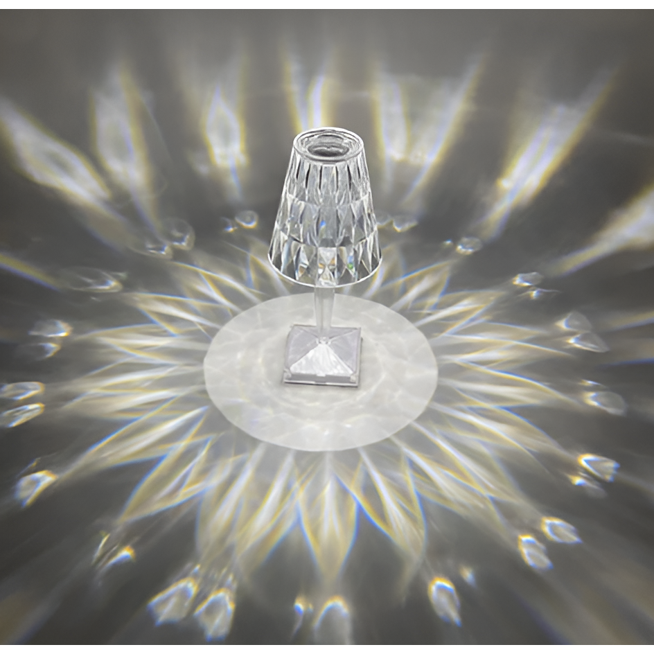 Diamond Glow - Trådløs USB Krystall Skinne Nattbord Lampe | Luvikno