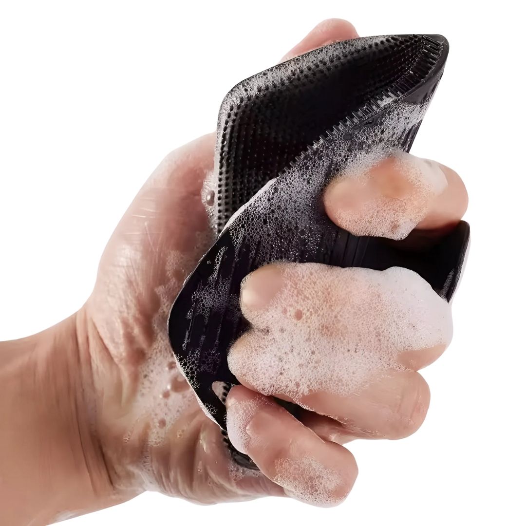 PureGlide | Silicon Kroppeskrubber – Antimikrobiell Eksfoliering – Hurtigtørkende Hygienisk Design – Følsom Hud Dushåndtering Luvikno
