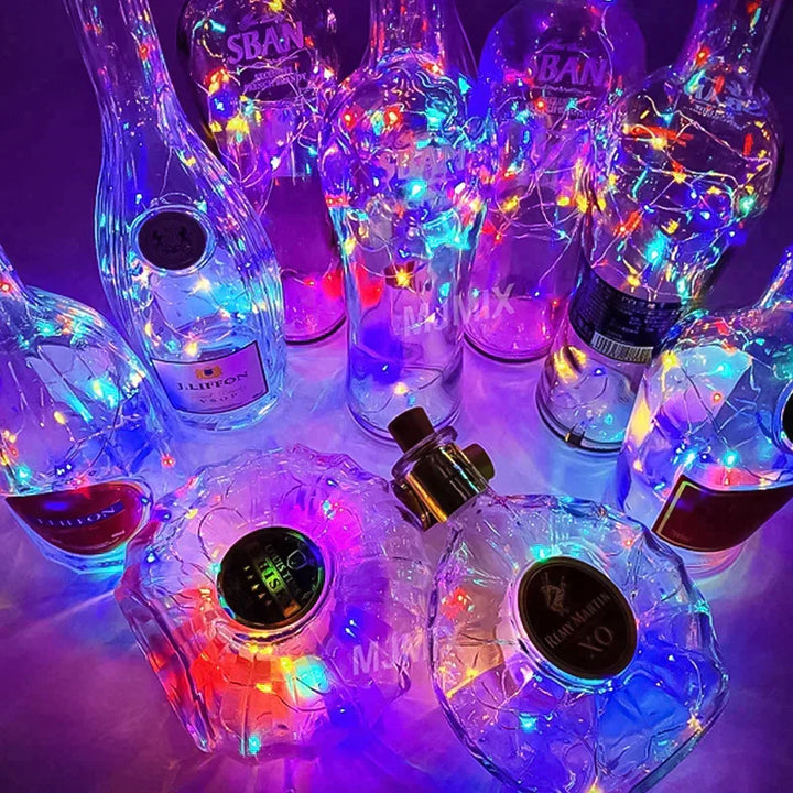 LED Vinflaske Lys Kork Nattlys DIY Dekor Hev - Bit | Luvikno