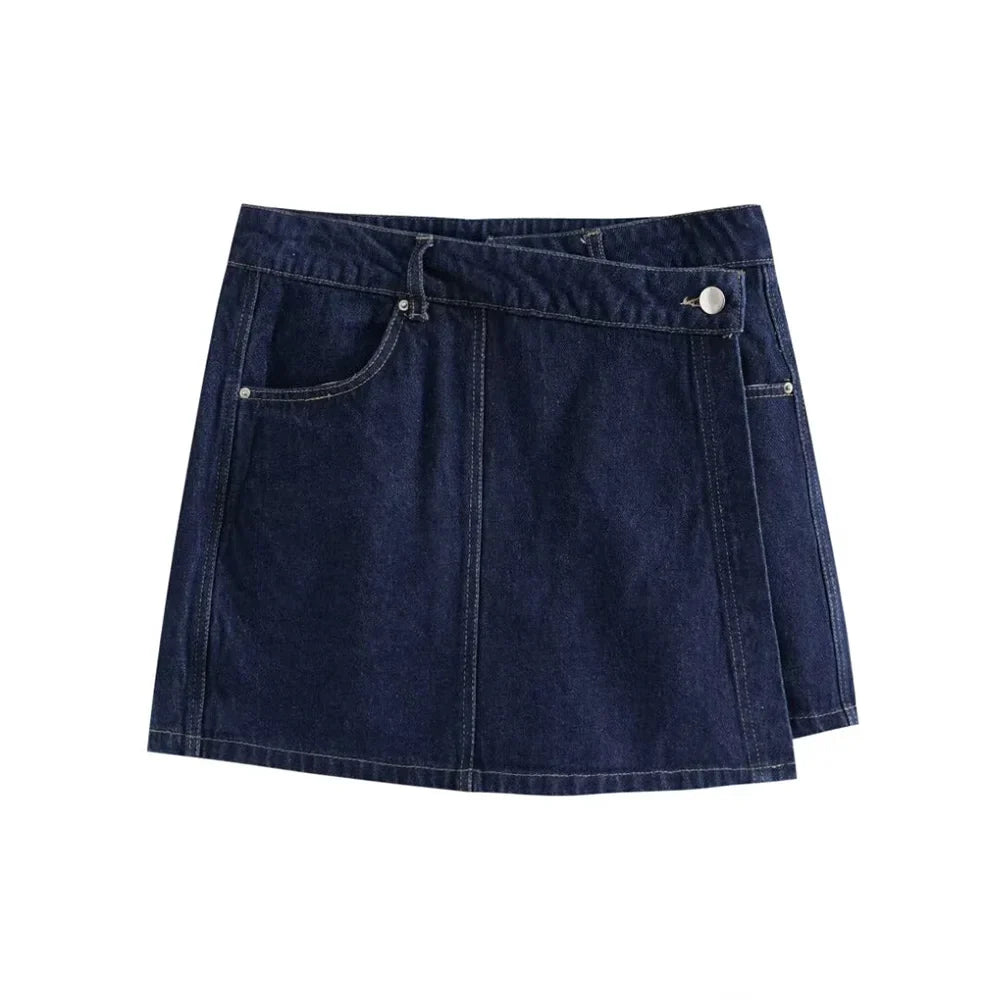 Luvik | Tyylikkäät Denim-lyhyet housut ja toppi modernilla V-kaula-aukolta