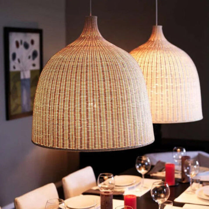 RusticGlow - Vevd Rattan Pendellampe Luvikno